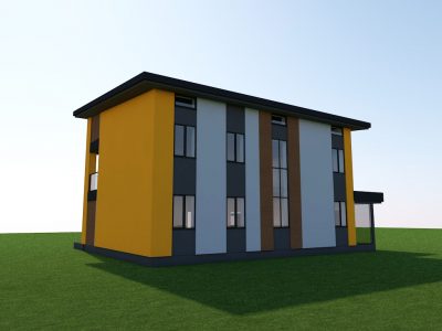 Дизайн фасада дома - Рустем, Гузель - Визуализация. Задний и правый фасад - 2